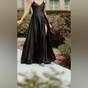 Black gown with a slit